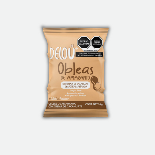 Deloü Obleas con  proteína vegana rellenas de crema de cacahuate|  1 pack 22 g
