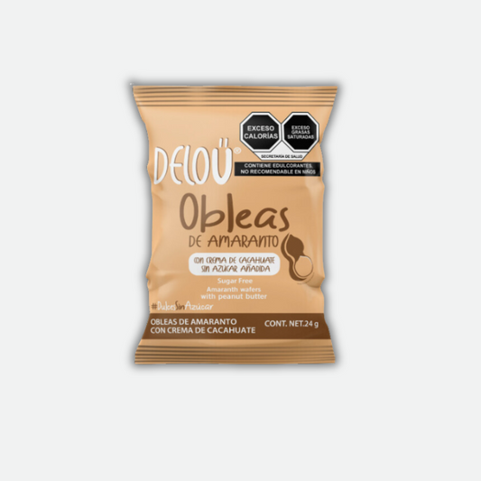 Deloü Obleas con  proteína vegana rellenas de crema de cacahuate