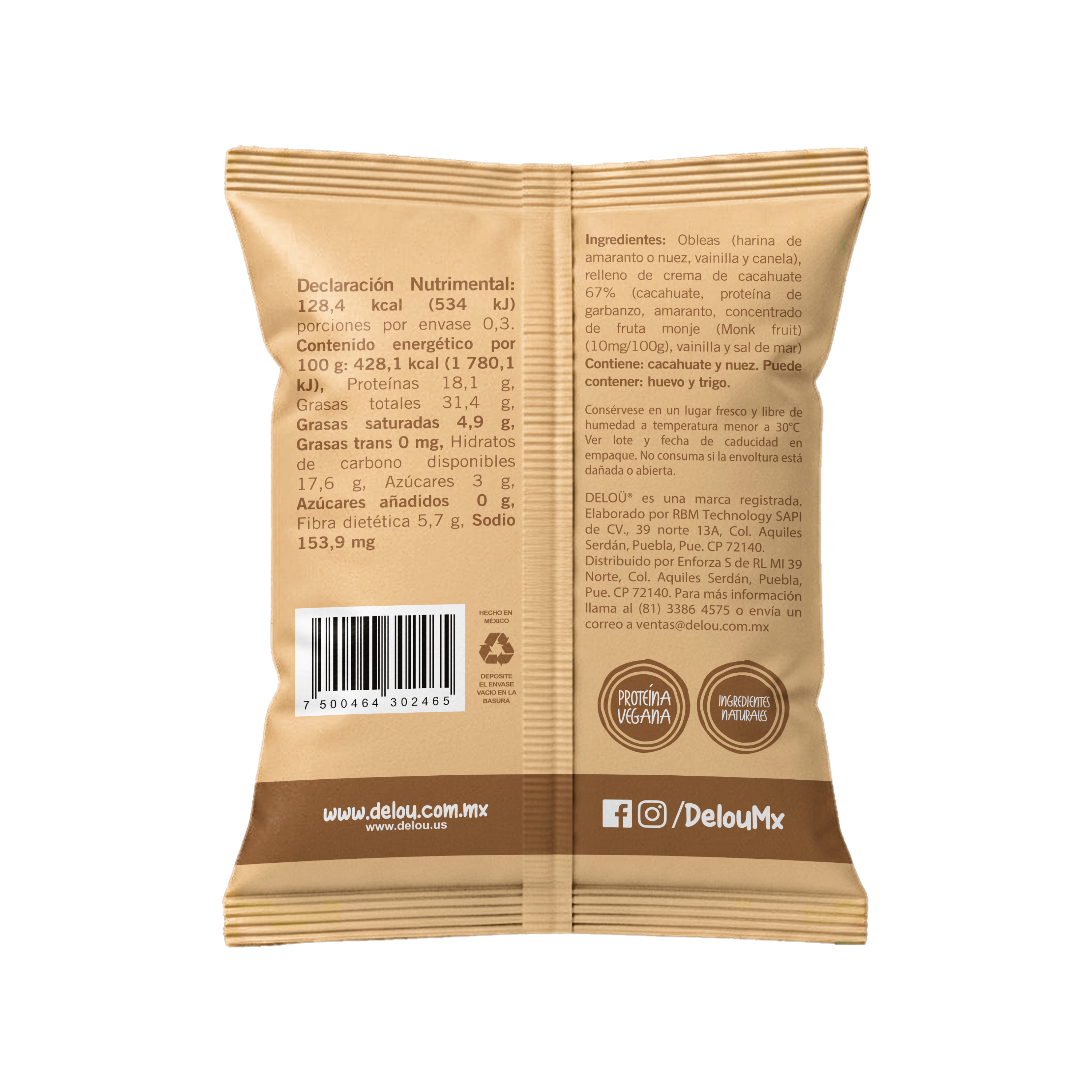 Obleas con  proteína vegana rellenas de crema de cacahuate